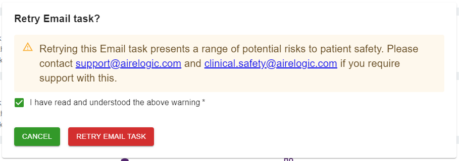 Task page retry warning