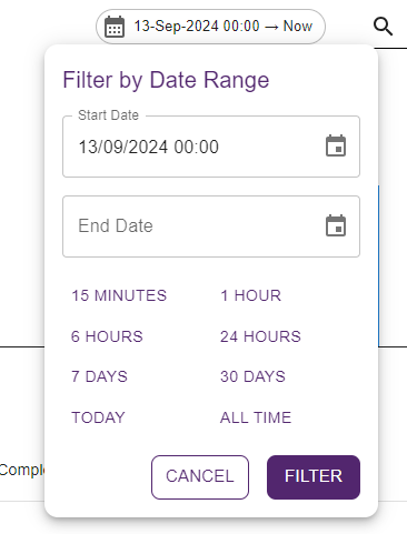 Date filter dialog